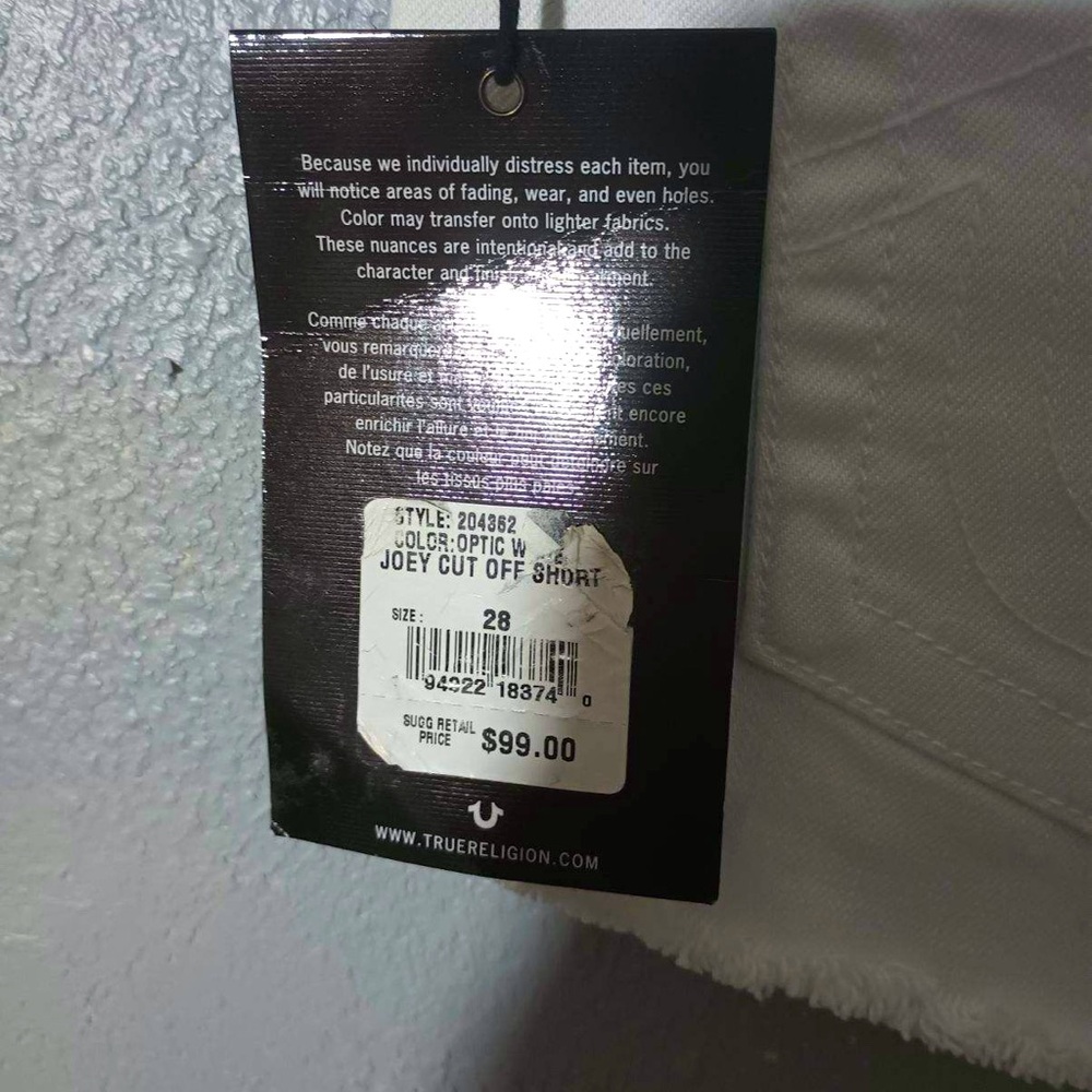 True religion NWT White denim shorts
